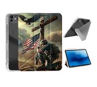 HJCYXJLK for iPad Pro 11 2024 Case,Foldable Y-Fold Cover with Pencil Slot,Multi-Angle Stand,Auto Sleep/Wake Protective Case for iPad Pro 11 2024,American Warrior Eagle