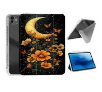 HJCYXJLK for iPad Pro 13 2024 Case,Foldable Y-Fold Cover with Pencil Slot,Multi-Angle Stand,Auto Sleep/Wake Protective Case for iPad Pro 13 2024,Golden Moon Flora