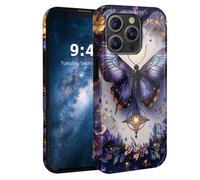 HJCYXJLK for iPhone 15 Pro Max Case,Shockproof Dual Layer Silicone, Glossy Hard Shell with Butterfly Jewel Art Cover,Wireless Charging Compatible,Durable Protection for iPhone 15 Pro Max