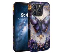 HJCYXJLK for iPhone 16 Pro Max Case,Shockproof Dual Layer Silicone, Glossy Hard Shell with Butterfly Jewel Art Cover,Wireless Charging Compatible,Durable Protection for iPhone 16 Pro Max