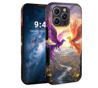 HJCYXJLK for iPhone 16 Pro Max Case,Shockproof Dual Layer Silicone, Glossy Hard Shell with Twin Phoenixes Flight Cover,Wireless Charging Compatible,Durable Protection for iPhone 16 Pro Max