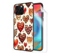 HJCYXJLK for iPhone 16 Pro Phone Case,Soft TPU Shockproof Full Body Protection Cover 6.3" for iPhone 16 Pro,Lightweight Case Wireless Charging,Leopard Heart Pattern