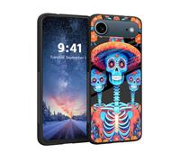 HJCYXJLK for iPhone 17 Air Phone Case, Tempered Glass Back and Soft TPU Dual Layer Bumper, Shockproof Full Body Protective Anti-Slip Phone Case for iPhone 17 Air, Day of Dead Skulls