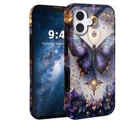 HJCYXJLK for iPhone 17 Case,Shockproof Dual Layer Silicone, Glossy Hard Shell with Butterfly Jewel Art Cover,Wireless Charging Compatible,Durable Protection for iPhone 17