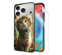 HJCYXJLK for iPhone 17 Pro Max Phone Case, Soft TPU Shockproof Full Body Protection Cover 6.9" for iPhone 17 Pro Max, Lightweight Phone Case Compatible Wireless Charging, Flower Crown Cat