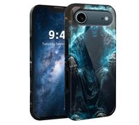 HJCYXJLK for iPhone Air Case,Shockproof Dual Layer Silicone, Glossy Hard Shell with Blue Skeleton Throne Cover,Wireless Charging Compatible,Durable Protection for iPhone Air