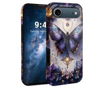 HJCYXJLK for iPhone Air Case,Shockproof Dual Layer Silicone, Glossy Hard Shell with Butterfly Jewel Art Cover,Wireless Charging Compatible,Durable Protection for iPhone Air