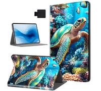 HJCYXJLK for Kindle Fire 7 2019/2017 Tablet Case, Auto Sleep/Wake,Leather Folio Cover with TPU Back Shell, Multi-Viewing Angles Flip for Kindle Fire 7 2019 Tablet Case, Sea Turtle Realm