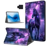 HJCYXJLK for Kindle Fire 7 2019/2017 Tablet Case,Auto Sleep/Wake,Leather Folio Cover with TPU Back Shell,Multi-Viewing Angles Flip for Kindle Fire 7 2019 Tablet Case,Beautiful Horse Glittering Stars