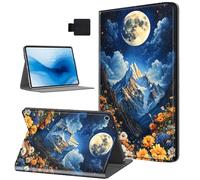 HJCYXJLK for Kindle Fire 7 2019/2017 Tablet Case, Auto Sleep/Wake,Leather Folio Cover with TPU Back Shell, Multi-Viewing Angles Flip for Kindle Fire 7 2019 Tablet Case, Mountain Under Full Moon