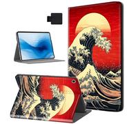 HJCYXJLK for Kindle Fire 7 2019/2017 Tablet Case, Auto Sleep/Wake,Leather Folio Cover with TPU Back Shell, Multi-Viewing Angles Flip for Kindle Fire 7 2019 Tablet Case, Sea Vector Illustration