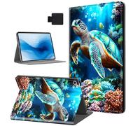 HJCYXJLK for Kindle Fire 7 2019/2017 Tablet Case, Auto Sleep/Wake,Leather Folio Cover with TPU Back Shell, Multi-Viewing Angles Flip for Kindle Fire 7 2019 Tablet Case, Sea Turtle Glide