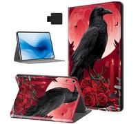 HJCYXJLK for Kindle Fire HD 8 2016/2017/2018 Tablet Case, Auto Sleep/Wake,Leather Folio Cover with TPU Back Shell, Multi-Viewing Angles Flip Cover for Fire HD 8 2018, Black Raven Perched