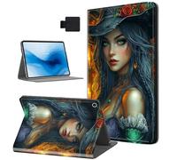 HJCYXJLK for Kindle Fire HD 8 2016/2017/2018 Tablet Case, Auto Sleep/Wake,Leather Folio Cover with TPU Back Shell, Multi-Viewing Angles Flip Cover for Fire HD 8 2018, Enchanted Witch