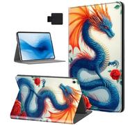 HJCYXJLK for Kindle Fire HD10 2019/2017 Tablet Case, Auto Sleep/Wake,Leather Folio Cover with TPU Back Shell, Multi-Viewing Angles Flip for Fire HD10 Tablet Case, Dragon with Roses