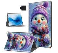 HJCYXJLK for Kindle Fire HD10 2019/2017 Tablet Case, Auto Sleep/Wake,Leather Folio Cover with TPU Back Shell, Multi-Viewing Angles Flip for Fire HD10 Tablet Case, Snowman in Purple Gear