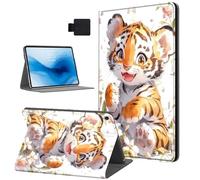 HJCYXJLK for Kindle Fire HD10 2019/2017 Tablet Case, Auto Sleep/Wake,Leather Folio Cover with TPU Back Shell, Multi-Viewing Angles Flip for Fire HD10 Tablet Case, Cute Cartoon Tiger