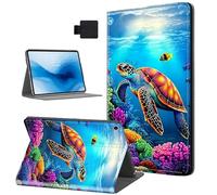 HJCYXJLK for Kindle Fire HD10 2019/2017 Tablet Case, Auto Sleep/Wake,Leather Folio Cover with TPU Back Shell, Multi-Viewing Angles Flip for Fire HD10 Tablet Case, Colorful Sea Turtle