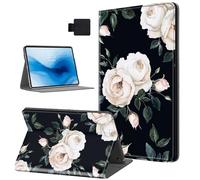 HJCYXJLK for Kindle Fire HD10 2021/2023 Tablet Case, Auto Sleep/Wake,Leather Folio Cover with TPU Back Shell, Multi-Viewing Angles Flip for Fire HD10 Tablet Case, Watercolor White Roses