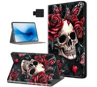 HJCYXJLK for Kindle Fire Max 11 2023 Tablet Case, Auto Sleep/Wake,Leather Folio Cover with TPU Back Shell, Multi-Viewing Angles Flip for Fire Max 11 2023 Tablet Case, Skull Roses
