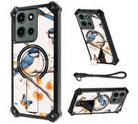 HJCYXJLK for Moto G 5G 2025 Case, Heavy Duty Shockproof Bumper Cover, Magnetic Back & Kickstand, Wrist Strap, Rugged Protective Phone Case for Moto G 5G 2025, Hummingbirds Illustration
