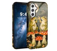 HJCYXJLK for Samsung Galaxy A14 Phone Case, Dual Layer Hard Shell Silicone Cover for A14, Glossy Shockproof Phone Case, Compatible with Wireless Charging, Moonlit Frog Duet
