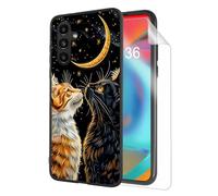 HJCYXJLK for Samsung Galaxy A15 Phone Case, Soft TPU Shockproof Full Body Protection Cover 6.5" for Samsung Galaxy A15, Lightweight Compatible Wireless Charging, Moonlight Cats