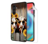 HJCYXJLK for Samsung Galaxy A15 Phone Case, Soft TPU Shockproof Full Body Protection Cover 6.5" for Samsung Galaxy A15, Lightweight Phone Case Compatible Wireless Charging, Cows Sunflower Cool