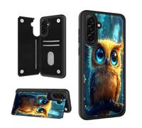 HJCYXJLK for Samsung Galaxy A17 Case,Shockproof Flip PU Leather with Card Holder & Kickstand,Magnetic Dual Clasp,RFID Blocking,Phone Wallet Case with Card Slots,Starry-Eyed Owl