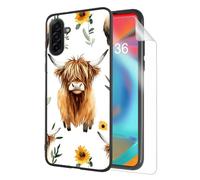 HJCYXJLK for Samsung Galaxy A17 Phone Case, Soft TPU Shockproof Full Body Protection Cover 6.7" for Samsung Galaxy A17, Lightweight Phone Case Compatible Wireless Charging, Cute Sunflower Cows