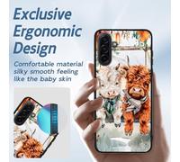 HJCYXJLK for Samsung Galaxy A17 Phone Case, Soft TPU Shockproof Full Body Protection Cover 6.7" for Samsung Galaxy A17, Lightweight Compatible Wireless Charging, Cute Highland Cows