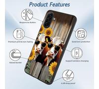 HJCYXJLK for Samsung Galaxy A17 Phone Case, Soft TPU Shockproof Full Body Protection Cover 6.7" for Samsung Galaxy A17, Lightweight Phone Case Compatible Wireless Charging, Cows Sunflower Cool