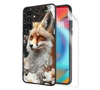 HJCYXJLK for Samsung Galaxy A25 Phone Case,Soft TPU Shockproof Full Body Protection Cover 6.5" for Samsung Galaxy A25,Lightweight Case Wireless Charging,Fox Blossom Elegance
