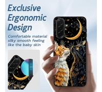 HJCYXJLK for Samsung Galaxy A26 Phone Case, Soft TPU Shockproof Full Body Protection Cover 6.7" for Samsung Galaxy A26, Lightweight Compatible Wireless Charging, Moonlight Cats