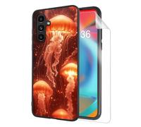HJCYXJLK for Samsung Galaxy A34 Phone Case,Soft TPU Shockproof Full Body Protection Cover 6.6" for Samsung Galaxy A34,Lightweight Case Wireless Charging,Golden Jellyfish Glow