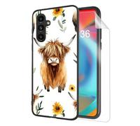 HJCYXJLK for Samsung Galaxy A34 Phone Case, Soft TPU Shockproof Full Body Protection Cover 6.6" for Samsung Galaxy A34, Lightweight Phone Case Compatible Wireless Charging, Cute Sunflower Cows