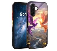 HJCYXJLK for Samsung Galaxy A36 Case,Shockproof Dual Layer Silicone, Glossy Hard Shell with Twin Phoenixes Flight Cover,Wireless Charging Compatible,Durable Protection for A36