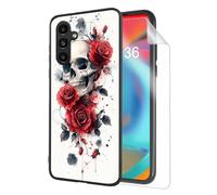 HJCYXJLK for Samsung Galaxy S23 FE Phone Case,Soft TPU Shockproof Full Body Protection Cover 6.4" for Samsung Galaxy S23 FE,Lightweight Case Wireless Charging,Skull with Red Roses