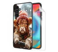 HJCYXJLK for Samsung Galaxy S23 FE Phone Case,Soft TPU Shockproof Full Body Protection Cover 6.4" for Samsung Galaxy S23 FE,Lightweight Case Wireless Charging,Snowy Highland Cow