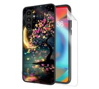 HJCYXJLK for Samsung Galaxy S23 Phone Case, Soft TPU Shockproof Full Body Protection Cover 6.1" for Galaxy S23, Lightweight Compatible Wireless Charging, Moonlight Tree