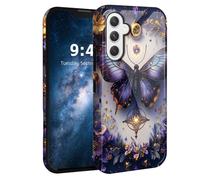 HJCYXJLK for Samsung Galaxy S24 Case,Shockproof Dual Layer Silicone, Glossy Hard Shell with Butterfly Jewel Art Cover,Wireless Charging Compatible,Durable Protection for S24