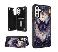 HJCYXJLK for Samsung Galaxy S24 Plus Case,Shockproof Flip PU Leather with Card Holder & Kickstand,Magnetic Dual Clasp,RFID Blocking,Phone Wallet Case with Card Slots,Butterfly Jewel Art
