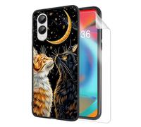 HJCYXJLK for Samsung Galaxy S25 Edge Phone Case, Soft TPU Shockproof Full Body Protection Cover 6.7" for S25 Edge, Lightweight Compatible Wireless Charging, Moonlight Cats