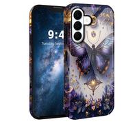 HJCYXJLK for Samsung Galaxy S26 Plus Case,Shockproof Dual Layer Silicone, Glossy Hard Shell with Butterfly Jewel Art Cover,Wireless Charging Compatible,Durable Protection for S26 Plus