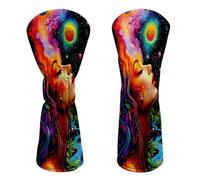 HJCYXJLK Golf Club Head Covers, Premium Leather Golf Headcovers for Driver Fairway Woods, Stylish Protective Covers for Women Men, Cosmic Woman Dream