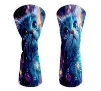 HJCYXJLK Golf Club Head Covers, Premium Leather Golf Headcovers for Driver Fairway Woods, Stylish Protective Covers for Women Men, Magic Flower Cat