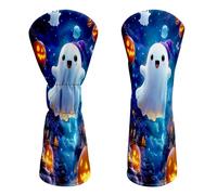 HJCYXJLK Golf Club Head Covers, Premium Leather Golf Headcovers for Driver Fairway Woods, Stylish Protective Covers for Women Men, Flying Ghost