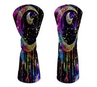 HJCYXJLK Golf Club Head Covers, Premium Leather Golf Headcovers for Driver Fairway Woods, Stylish Protective Covers for Women Men, Moon Dream Catchers
