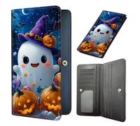 HJCYXJLK Long Women Wallet, Ultra Slim Wallet for Women, RFID Blocking PU Leather Credit Card Holder,Business Travel Wallet-L6, Hallowmas Ghost, 7.7 x 3.5 inch, Modern