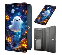 HJCYXJLK Long Women Wallet, Ultra Slim Wallet for Women, RFID Blocking PU Leather Credit Card Holder,Business Travel Wallet-L6, Flying Ghost, 7.7 x 3.5 inch, Modern